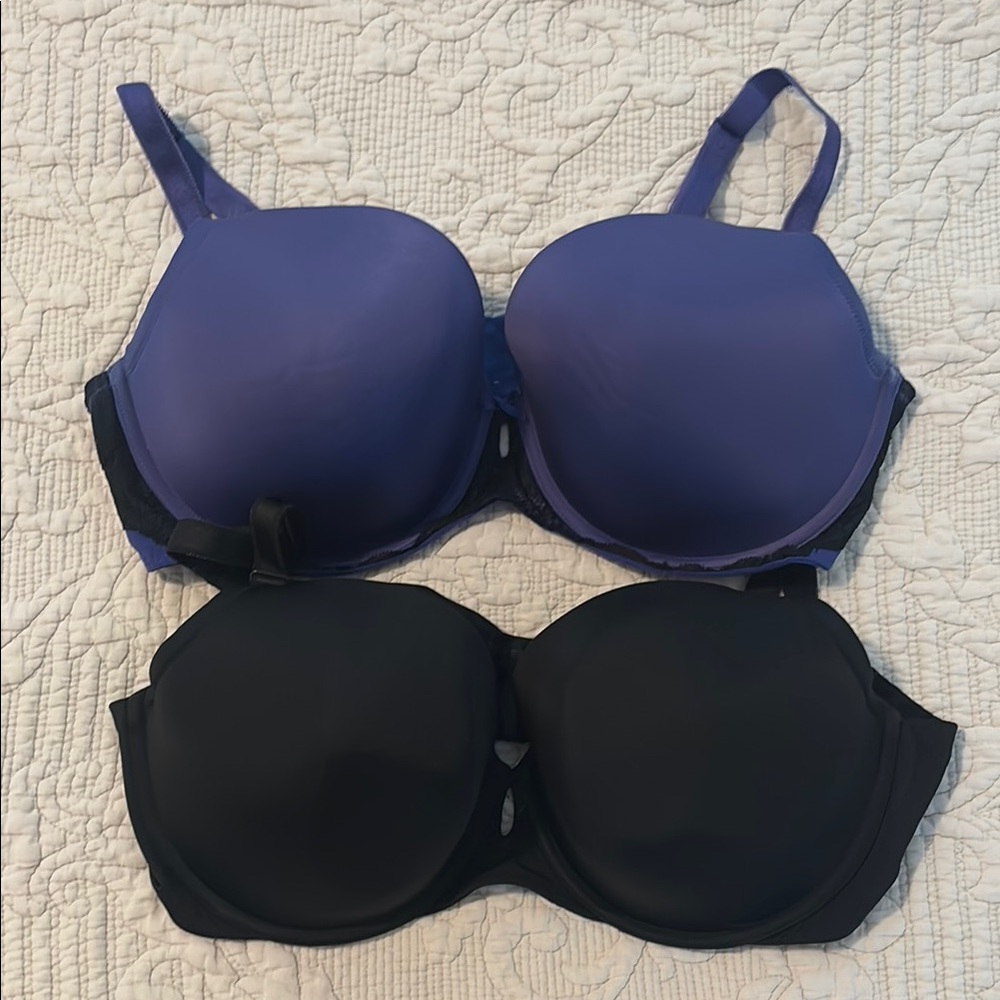 2 Torrid Women's Black and Purple Bras 40D